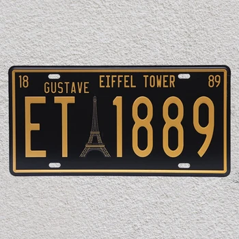 

1 pc France Paris Eiffel tower car license Tin Plates Signs Brussel wall man cave Decoration Metal Art Vintage Poster