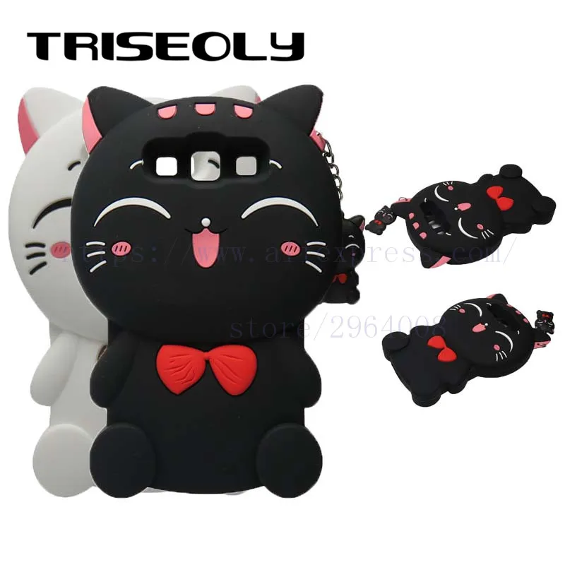 

TRISEOLY 3D Cartoon Cat Cover Silicone Phone Case For Samsung Galaxy J5 J7 E5 E7 A5 2015 A 5 7 A7 A52015 SM A500 A700F SM-A500F