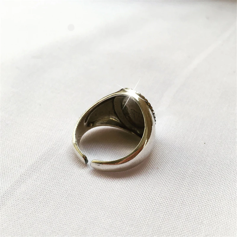 INZATT, настоящее 925 пробы, серебряное, винтажное, минималистичное, круглый диск, с буквами, регулируемое кольцо, хорошее ювелирное изделие для модных женщин, вечерние, подарок