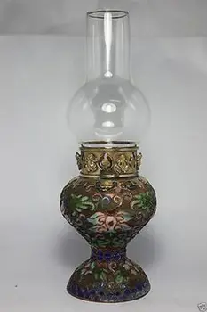 

Elaborate Chinese Old-style Handwork Cloisonne Flowers Oil Lamp ( Color Randomly Send )