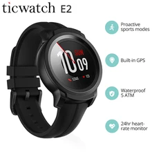 Ticwatch E2 Смарт часы Bluetooth gps часы Для мужчин одежда OS& nbsp; Google 5ATM Водонепроницаемый 2 дней в режиме ожидания Фитнес трекер часы для занятий спортом