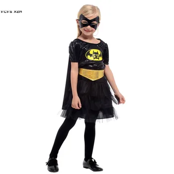 

Mask and dress Girl Batman Cosplay Kids Children Halloween Batman Anime Costume Carnival Purim Stage play Masquerade party dress