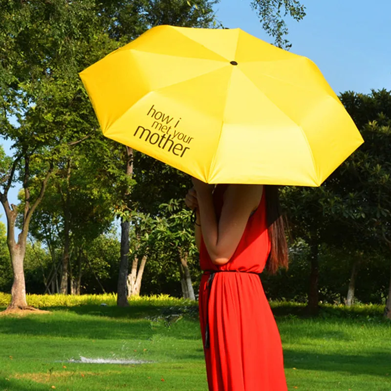 

Travel Umbrella Foldable Yellow Umbrella How I Met Your Mother Women Folding Umbrellas Lightweight Sun Rain Rain Gear