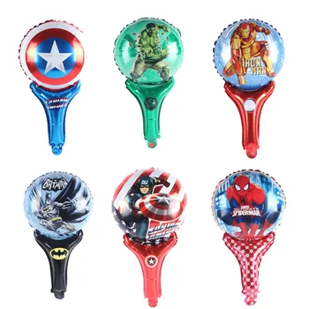 

50pcs handheld Captain America Shield foil balloons Avengers Alliance superhero Hulk globos birthday party decoration child toys