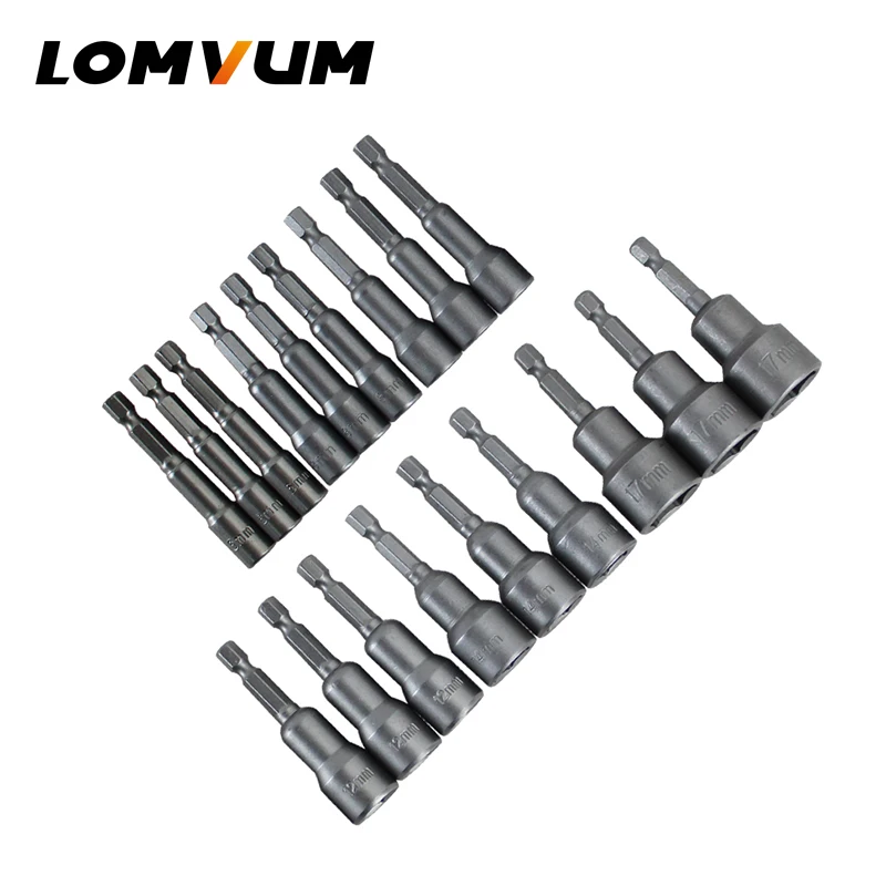 

LOMVUM 6PCS 6mm-17mm Hex Socket Sleeve Nozzles Magnetic Nut Driver Set Drill Bit Adapter Hex Power Tools