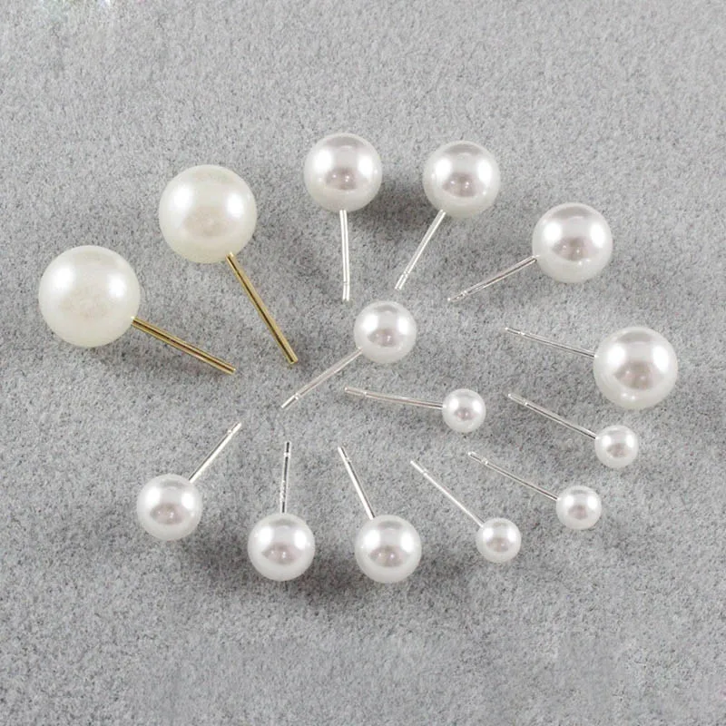 5Pairs 925 Sterling Silver Small Pearl Ear Stud Earring Post Studs