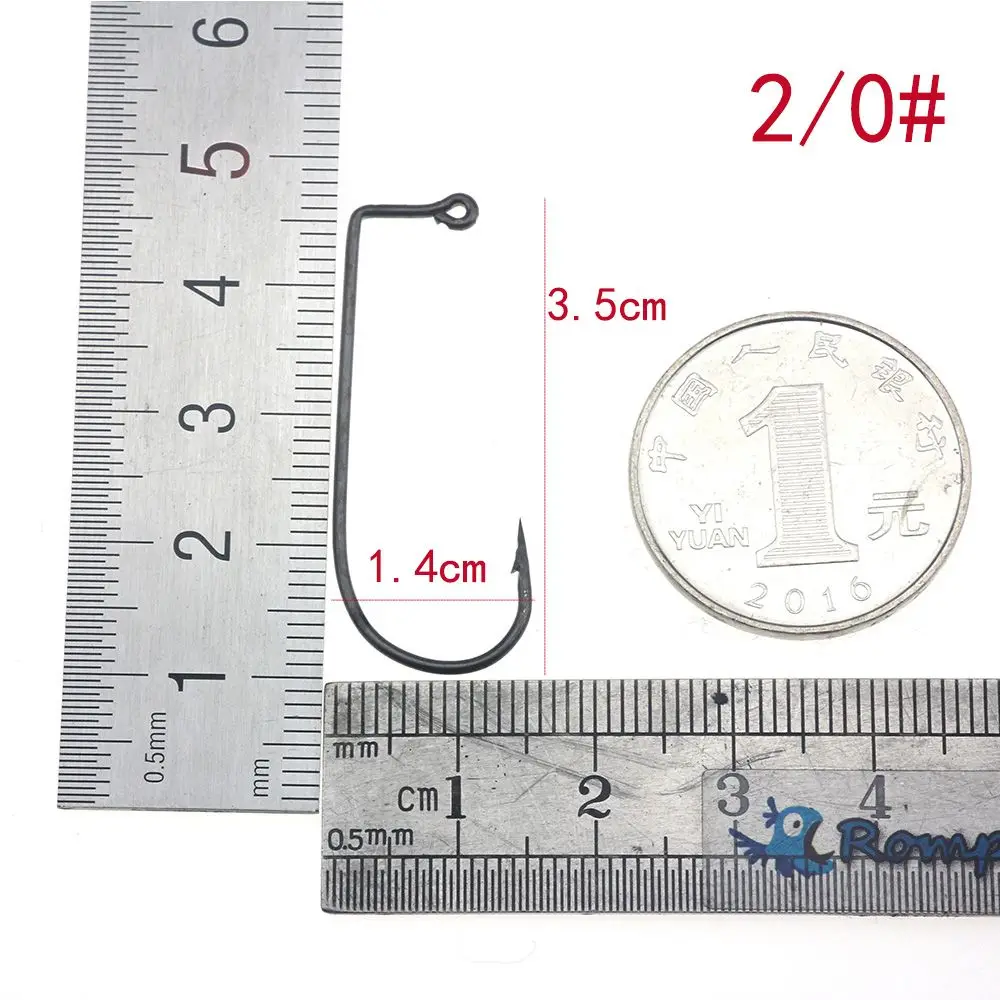 Rompin 50 шт./лот Aberdeen офсетный рыболовный крючок из высокоуглеродистой стали 90 градусов хвостовик изогнутый морская Мормышка Крючки Размер 6-4/0 - Цвет: size 2I0