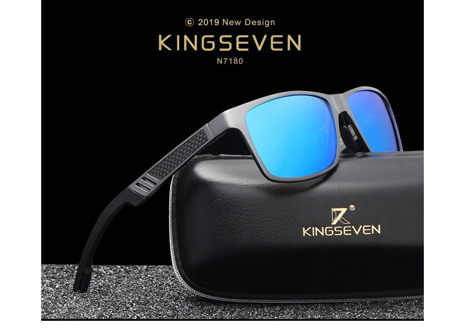 KINGSEVEN Brand Men's Glasses Square Polarized Sunglasses UV400 Lens Eyewear Accessories Male Sun Glasses For Men/Women