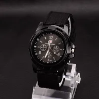 Herre Army Watch Nylon Militær Mannlig Kvarts Klokker Stoff Lerretsreim Uformell Kul Herre Sport Rund Urskive Relogios Armbåndsur 1