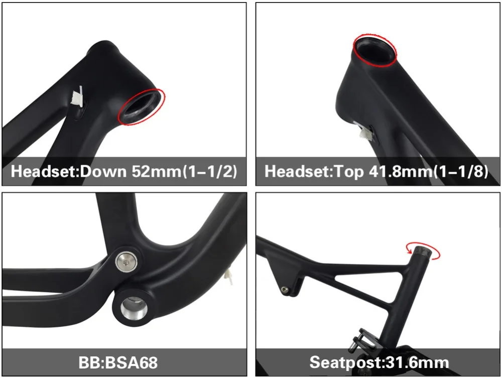 Cheap Spcycle 29er Full Suspension Carbon Frame, Carbon MTB Frame 29er Mountain Bike Carbon Frame 142*12mm Thru Axle 165*38mm Travel 9