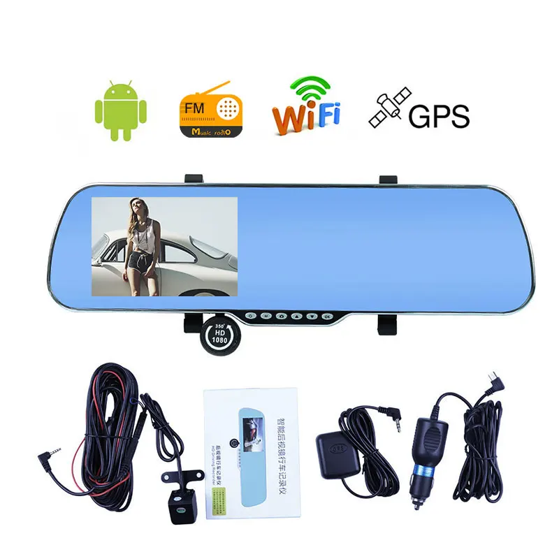 Автомобильный dvr Full HD 1080 P 5 &quotgps навигация Wifi Android Dash Cam двойной объектив парковка