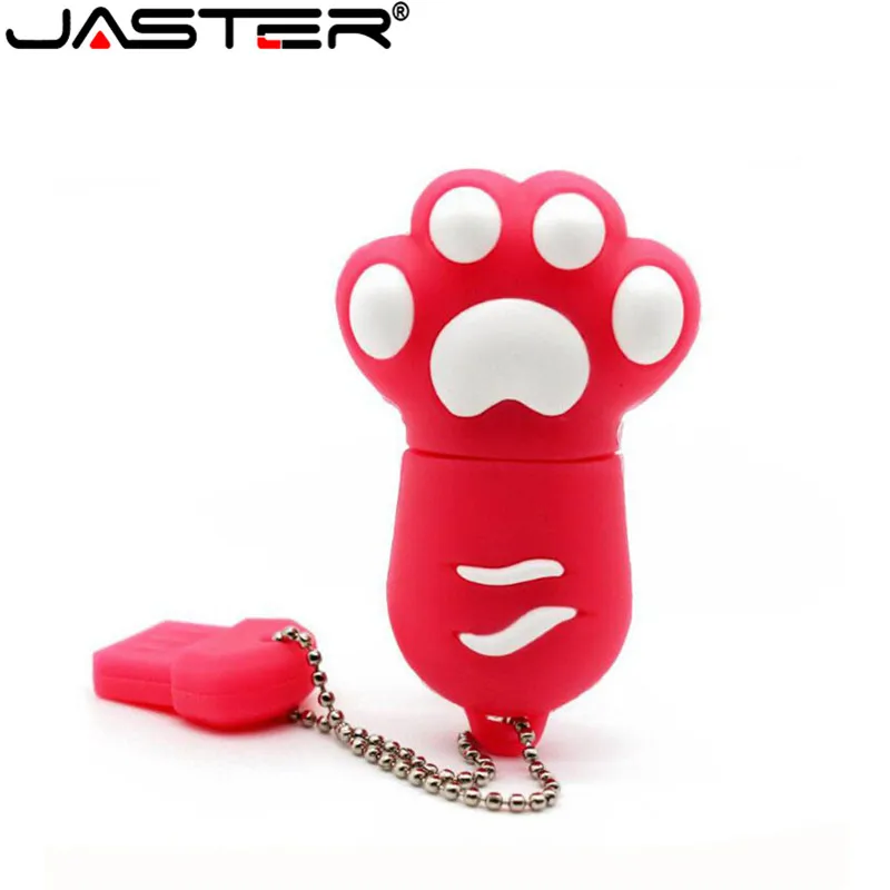 

JASTER USB Flash Drive Red Cat Paw Pendrive 8GB 16GB 32GB USB 2.0 Flash Memory Stick Cartoon Pen Drive