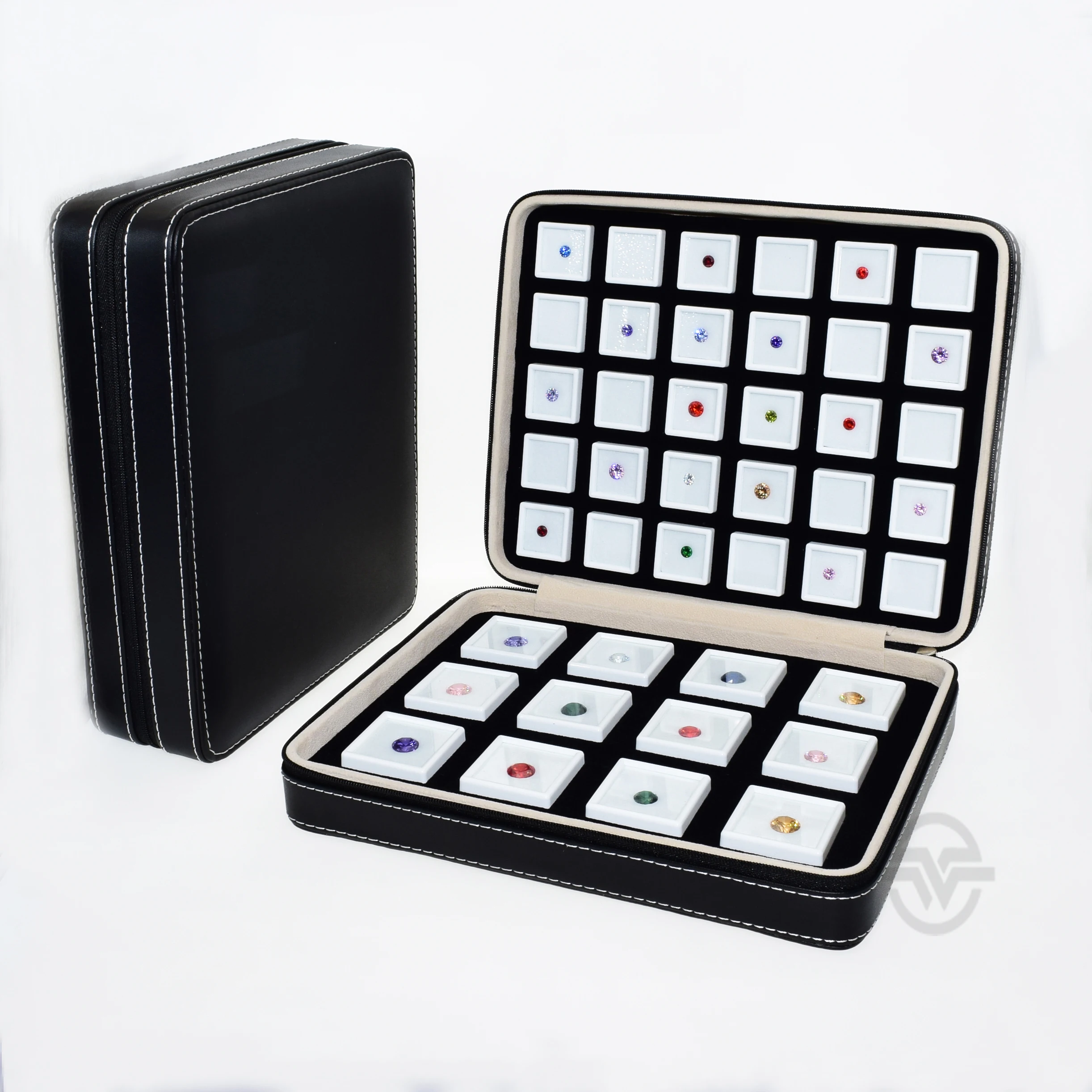 

High Quality Superior Leather Gem Bag Display Travel Ziplock Diamond Bag Gemstone Box Stone Storage Bag With Small Gem Box