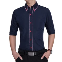 Бренд г. модные мужские рубашки с длинными рукавами Топы корректирующие soild Цвет хит Цвет сбоку Британский Бизнес мужская одежда Рубашки для мальчиков тонкий Для мужчин рубашка 3XL