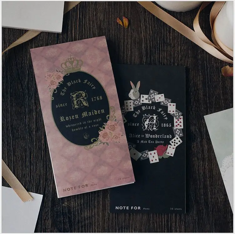 

30pages/pack Black fairy tale series notepad mini planner vocabulary notebook schedule agenda list memo pads message note escola