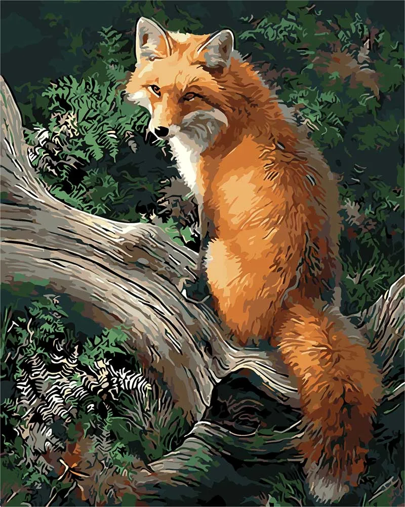 

Frame fox rest in the tree pictures Diy Oil Painting By Numbers animal Modern Wall Art Canvas Painting Unique Gift Wall Artwork