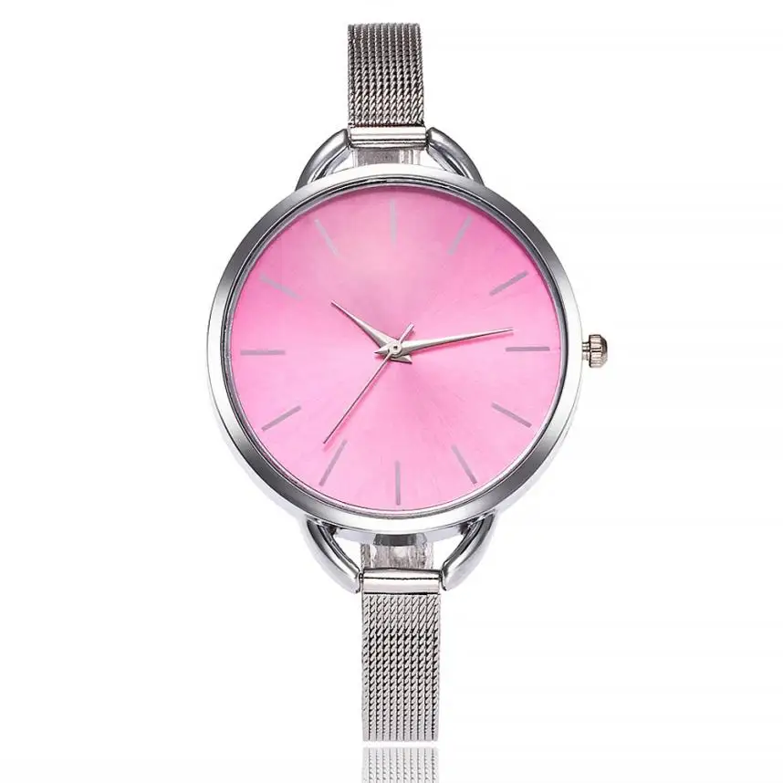 Женские часы Роскошные элегантные женские наручные часы из нержавеющей стали женские часы аналоговые кварцевые круглые наручные часы Relogio Feminino - Цвет: Pink