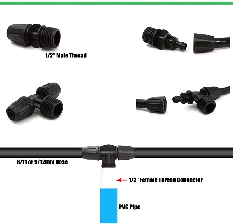 5 шт. 8/11 9/12 мм садовый шланг разъемы капельного полива и орошения Системы трубы разъем садовый цветочный полива фиксирующую гайку соединения Фитинги