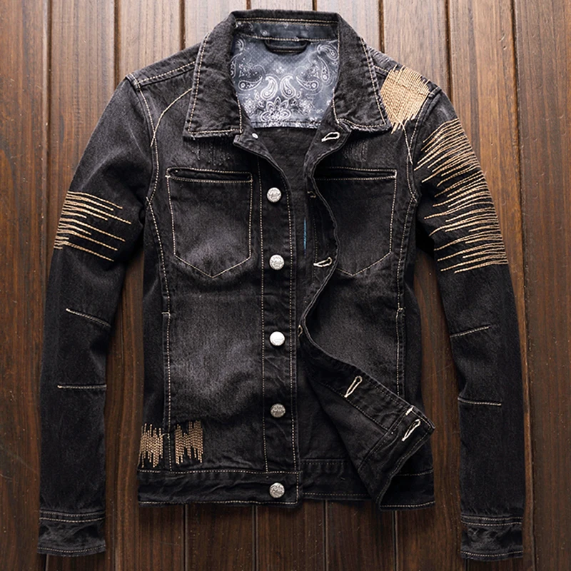 

Spring Men's Jeans Jacket Coats Plus Size XXXL European Style Personality Mens Denim Overcoats Mens Brand Streetwear 2019 A222