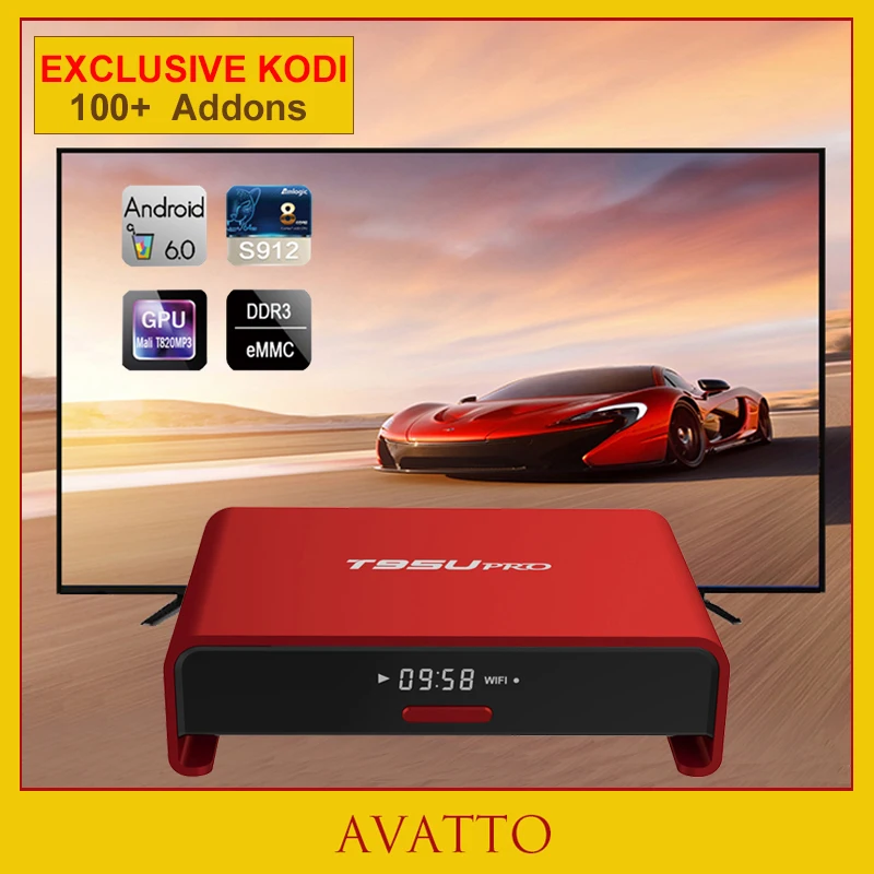 [Avatto] T95U Pro 2 ГБ 16 Amlogic S912 Android 6.0 Умные телевизоры коробка Восьмиядерный 5G-Wifi BT4.0 4 К