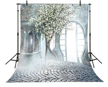 

Tree Misty Garden Door backdrop Vinyl cloth High quality Computer printed wedding Backgrounds