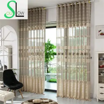 

Slow Soul Gray Card Jacquard Curtain Fabric Hollow Bedroom Living Room Decoration Floral Europe Tulle Curtains For Curtains