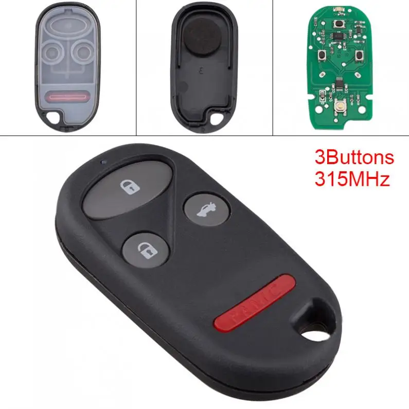 

315MHz 3 Buttons Keyless Black Car Remote Key Fob With KOBUTAH2T and Battery for 1998 1999 2000 2001 2002 Honda Accord