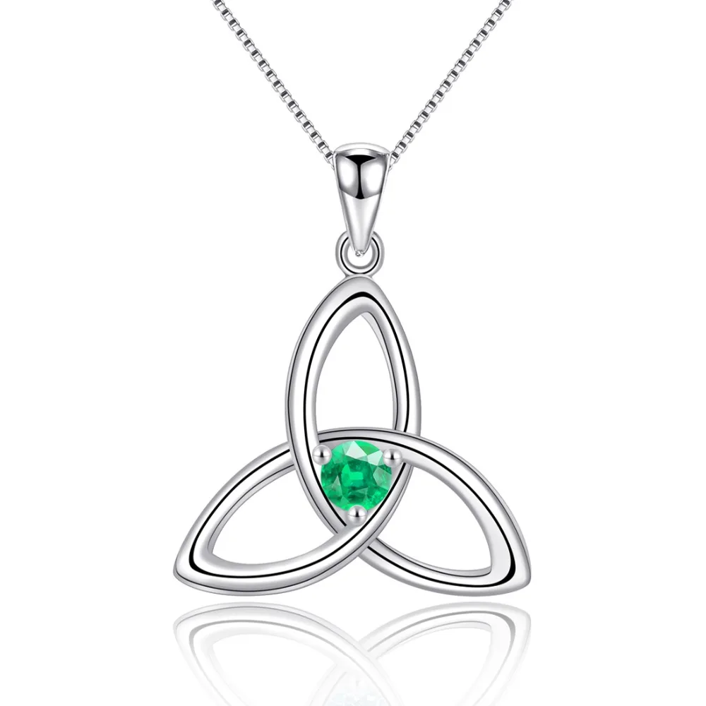 

Natural Emerald 925 Sterling Silver Irish Knot Pendant Necklace for Women Birthstone Jewelry