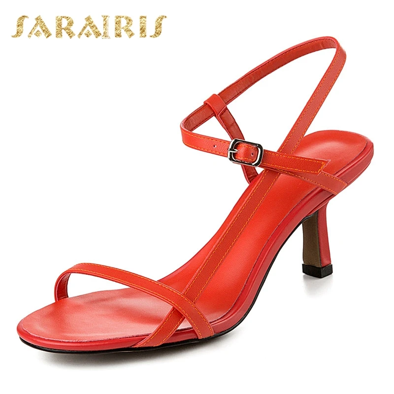 

Sarairis 2019 Summer Sandals Buckle Ankle Strap Women Shoes 6.5 Cm High Heel Summer Sandals Comfortable Shoes Woman