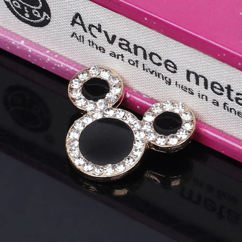 

2017New 50Pcs Black Mickey head Rhinestone Button for DIY accessories and diy Decorative phone shell TCL03