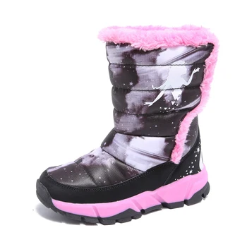 

Children's snow boots Plus Cashmere Girls Cotton Boots 2018 fur Waterproof Surface Gaotong Warm Kinderen Winter Schoenen KS393