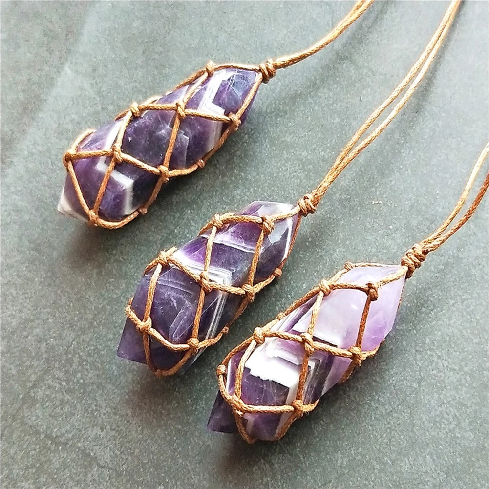 Естественная фантазия фиолетовая кристальная подвеска ручной работы исцеляющий драгоценный камень каждый имеет собственную уникальную текстуру