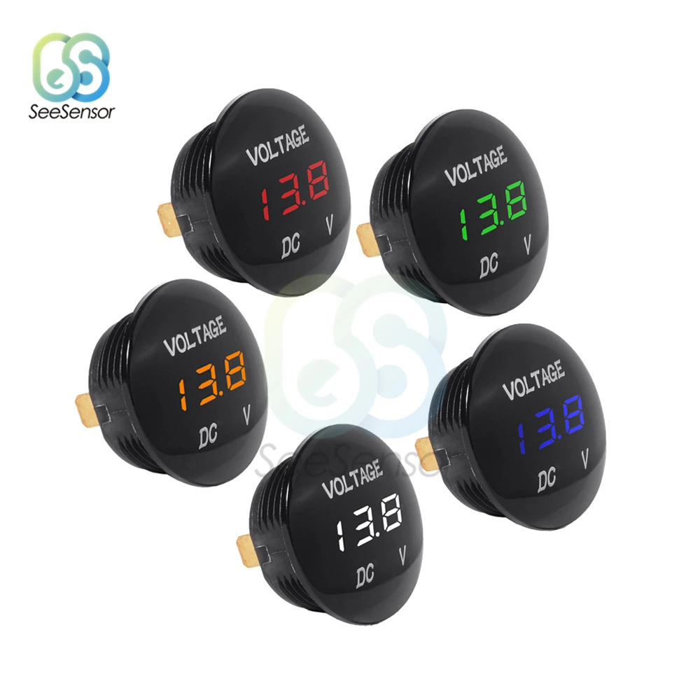 

Car Motorcycle DC5V-48V LED Panel Mini Digital Volt Voltage Meter Tester Monitor Round Waterproof Display Voltmeter