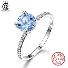 ORSA JEWELS Настоящее 925 пробы Серебряное обручальное кольцо для женщин, обручальное кольцо с натуральным голубым топазом, женское ювелирное изделие, подарок VSR10