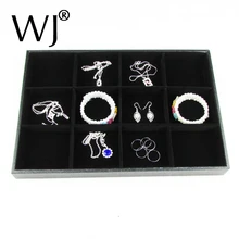 Черный 12 отделения стекались Дисплей Подставки для ювелирных изделий Чехол лотки многоцелевой кольцо Серьги Бусины Gem Камни хранения Коробки