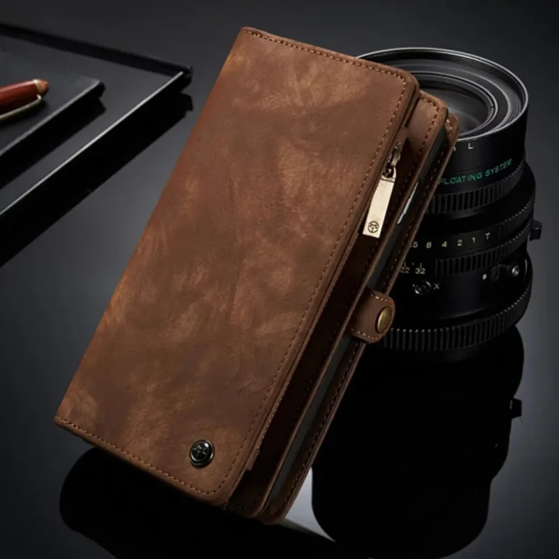 

Luxury Brand Zipper Wallet Case for iPhone 8 7 Plus Men's Multifunctional Bag Cover Magnetic Back Case for iPhone 6 6S Plus