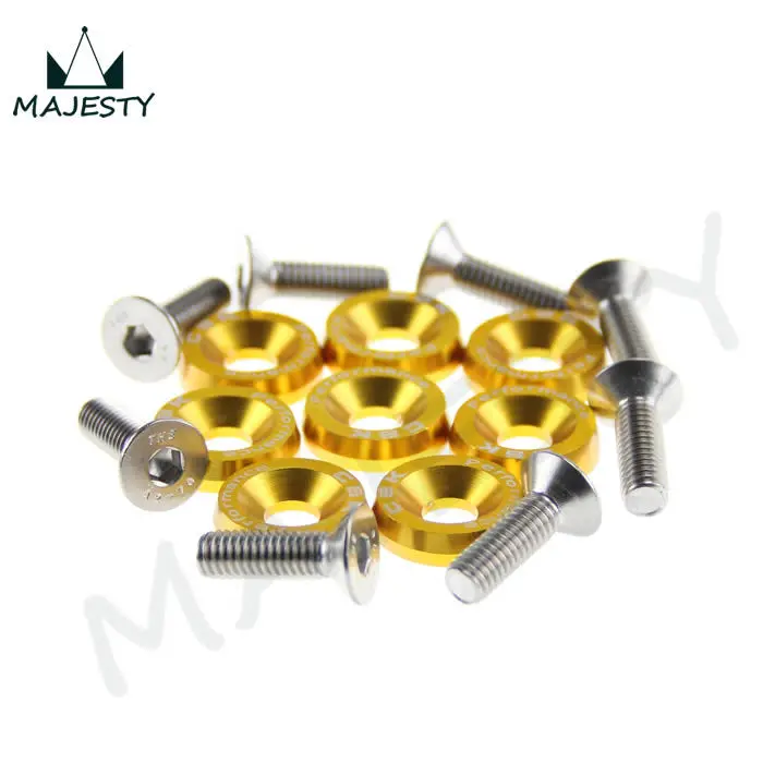 8PCS M6 WIDE HEX SCREW BOLT BUMPER FENDER WASHER ANODIZED ALUMINUM GOLD