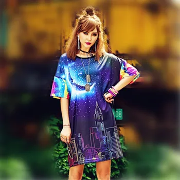 

JUST.BE.NEVER blue moon graphic tees plus tops punk long tshirt kawaii harajuku wonder women over size hipster streetwear 2018