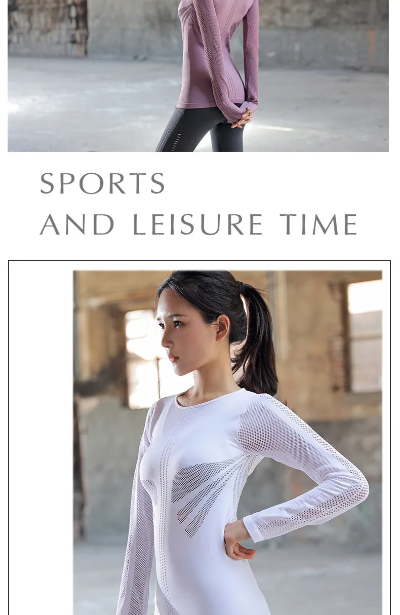 Lucylizz Йога футболка для женщин сетки выдалбливают топы с длинным рукавом бег спортивная рубашка фитнес быстросохнущая одежда спортивная одежда