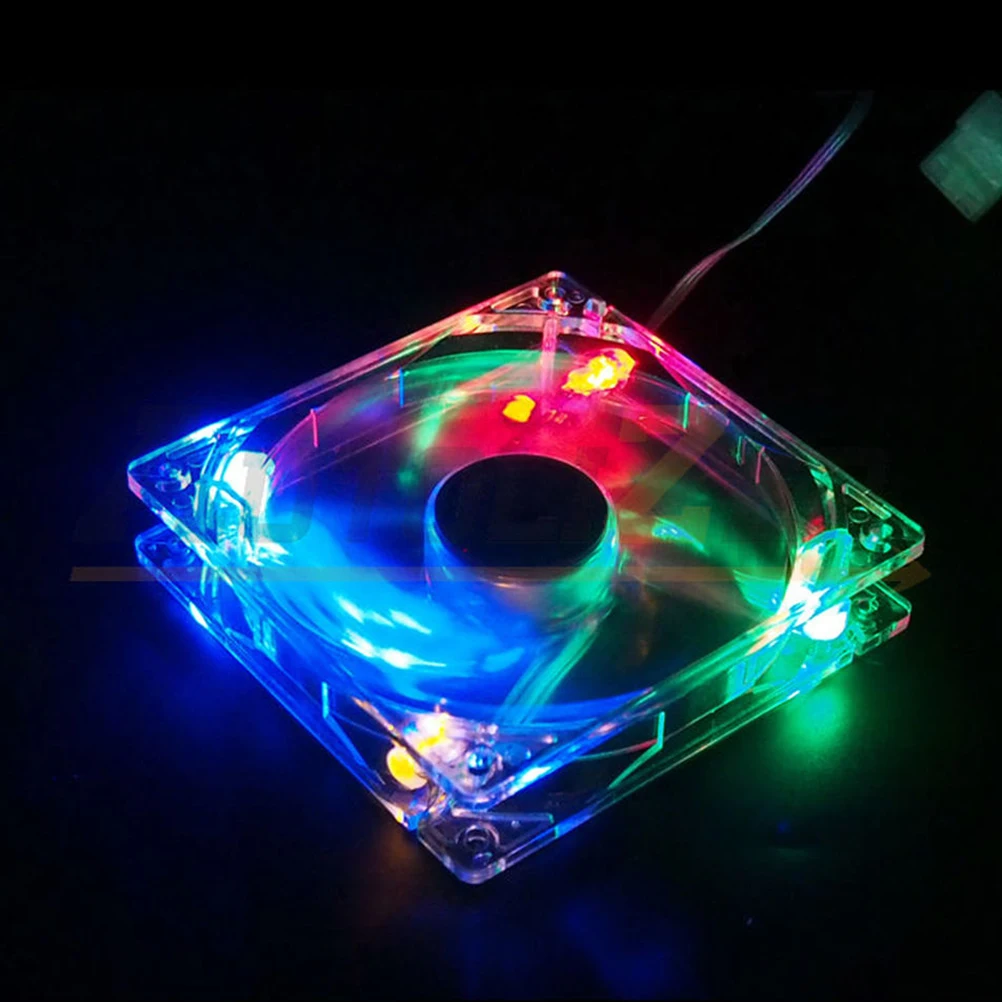 8cm PC Computer Clear Case Quad 4 Blue/RED/Colorful LED Light CPU Cooling Fan | Компьютеры и офис