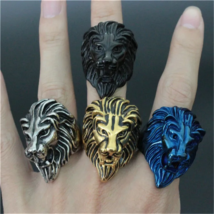 

1pc New Arrival 4 Colors Lion King Ring 316L Stainless Steel Top Quality Christmas Animal Lion Ring