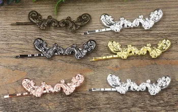 

17x62mm Blank Bobby Pins Hairpins Bases Vintage Filigree Flower Hair Clip Findings DIY Hair Accessories Women's Jewelry