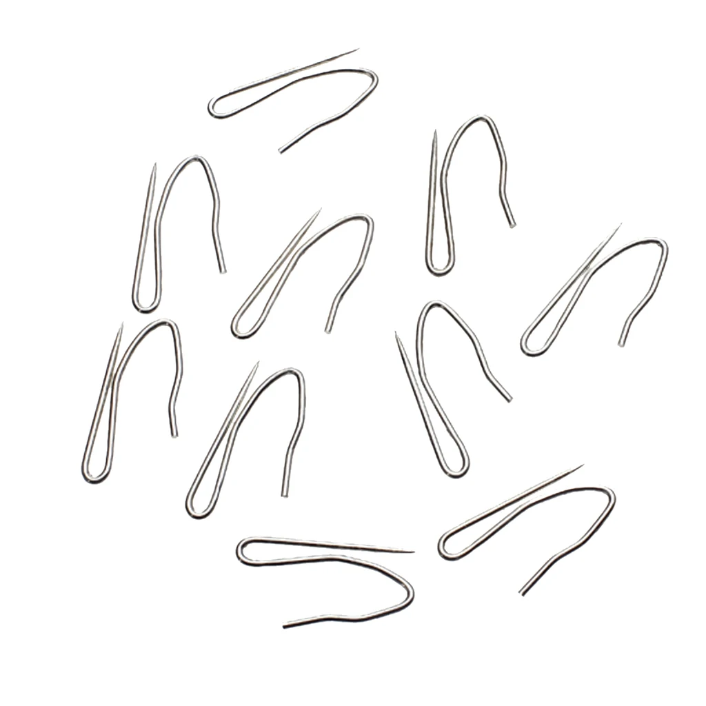 10 Pack Silver Curtain Hooks Pin-On Drapery Buckle Pins for Window Curtains, Door Curtains, Shower Curtains