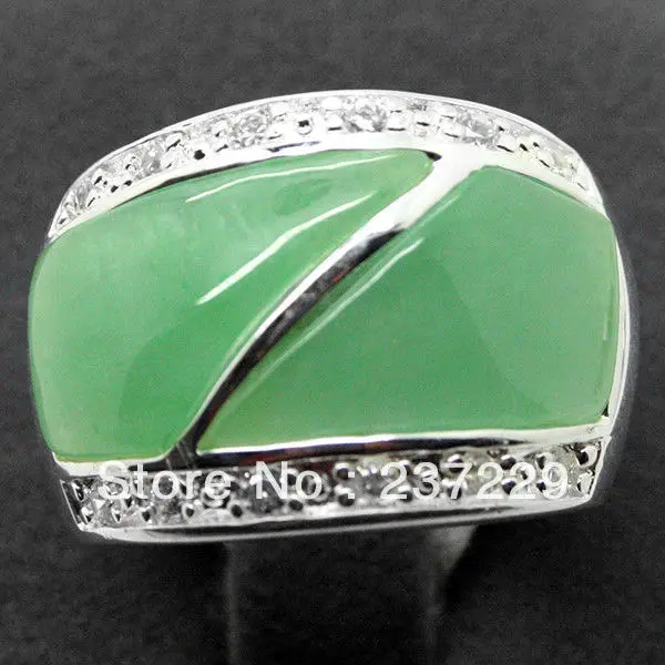 Wholesale price FREE SHIPPING Jewelry Ring Inlay Green stone 925 Sterling Silver Ring Size 7
