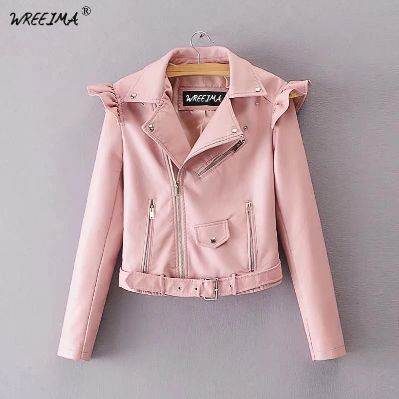 Allrma 2018 New Brand Soft PU Faux Leather Jackets Women
