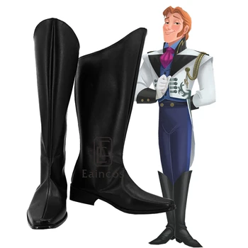 

Anime Prince Hans Cosplay Halloween Party Shoes Black Fancy Boots Customized Size