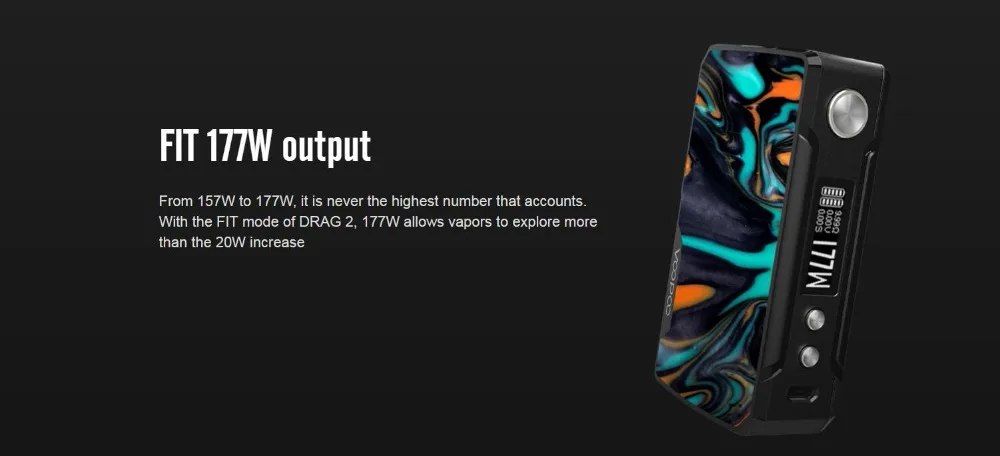 Original Voopoo Drag 2 177W Drag 2 Box MOD Vape Electronic Cigarette Vaporizer Support Uforce T2 SubOhm Tank VS Drag Mini MOD 01 (5)