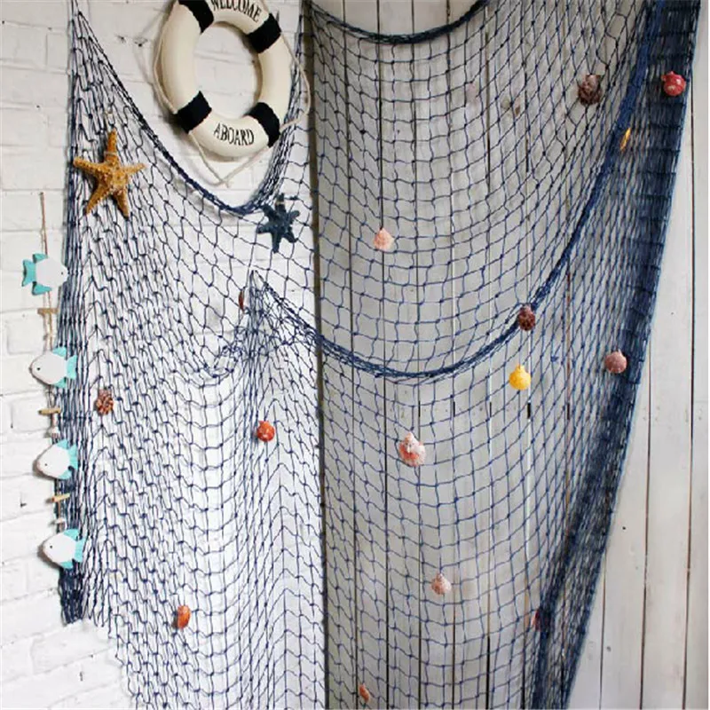 Blue/White Photo Props Fishing Net,bar 3d wall decoration Nautical Home Decor for embroidery Mediterranean Style Sticker Crafts Blue/White Photo Props Fishing Net,bar 3d wall decoration Nautical Home Decor for embroidery Mediterranean Style Sticker Crafts
