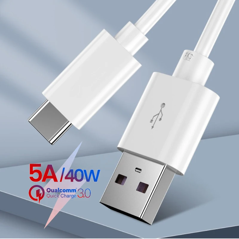 Usb type C 5A 1 м кабель для huawei Super Charge QC3.0 Быстрая зарядка VOOC флэш-зарядное устройство type-C USB-C 5A шнур для samsung Xiaomi 8