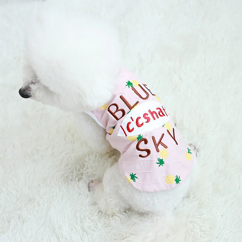 Летние толстовки с рисунком собаки розовый/белый одежда для собак с буквенным принтом мопса пудель, Йорк ПЭТ жилет с капюшоном для собак, щенков, кошек костюмы Костюмы домашних животных